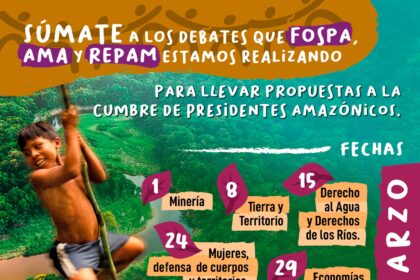Las redes y procesos hermanos del Foro Social Panamazónico – FOSPA, la Asamblea Mundial Amazónica – AMA y la Red Eclesial Panamazónica – REPAM, de cara a la Cumbre de Presidentes Amazónicos.