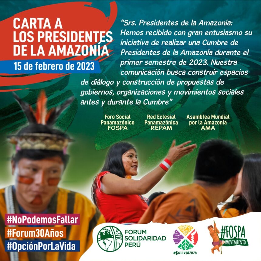 Organizaciones y movimientos sociales presentes antes y durante la Cumbre de Presidentes de la Amazonía